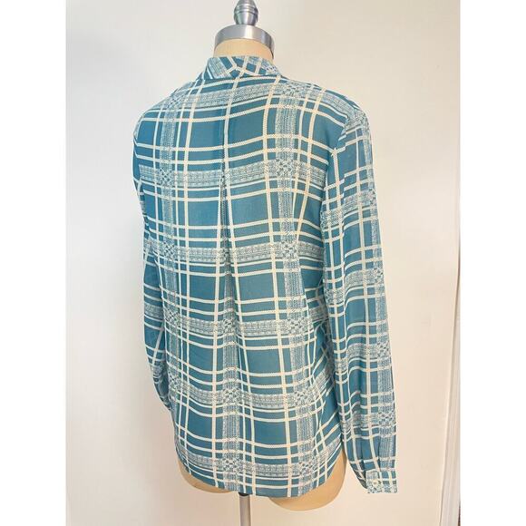 CAbi windowpane plaid faux wrap long sleeve blouse Small #3068 - Picture 4 of 6